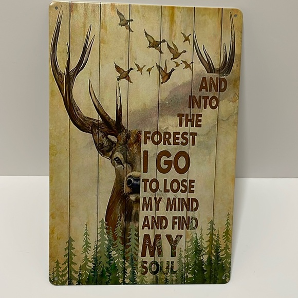 Hunting Deer And Duck And Into The Forest I Go Art Metal Wall Plaque Decor New - Picture 6 of 16